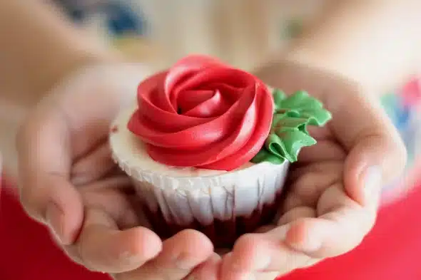 cupcake cupped in hands
