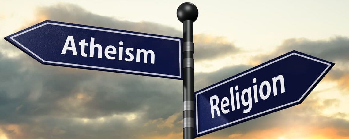 atheism - religion sign post